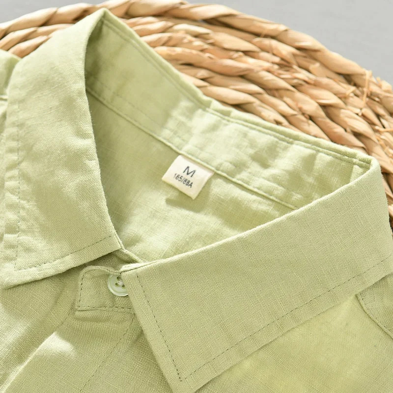 Men Clothing 2023 Summer Linen Shirt Long Sleeve Thin Casual Loose Large Size Highend Cargo White Coat 240115