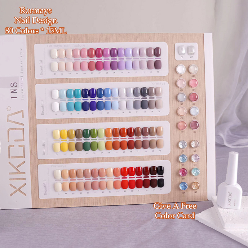 Rormays Gel Polishing 80 Color Suit Fashionable Popular Rainbow Color Shiny Durable Mixed Varnish gel UV LED Immersion Primer Finish Nail Factory Whol
