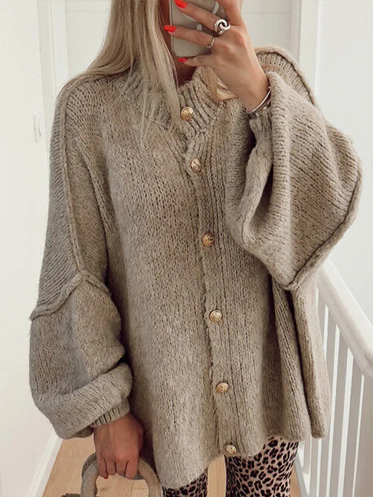 Oversized Casual Cardigan Women Sweater Single Breasted Oneck Fashion Spring Office Female Sweaters Allmatch Top Coat 240116