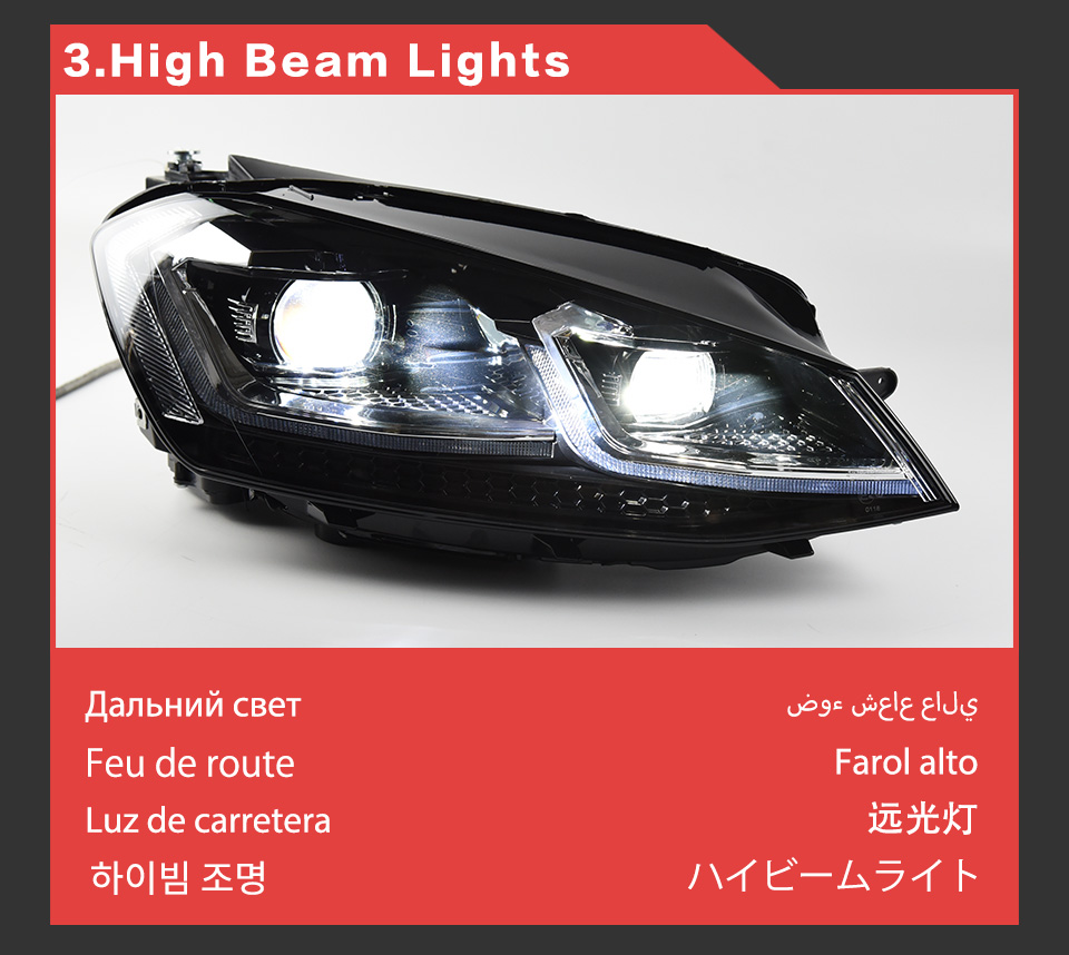 Car Turn Signal Headlight for VW Golf 7 LED Head Light 2013-2017 MK7 Daytime Running High Beam Lamp Lens