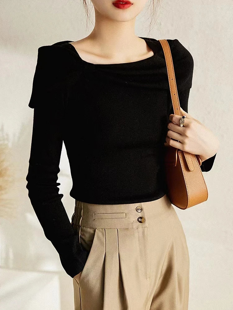 Fashion Bow Knit Sweater Women Slash Neck Long Sleeve Top Korean Womens Clothing Pullovers Sweaters Autumn Winter Ropa De Mujer 240116