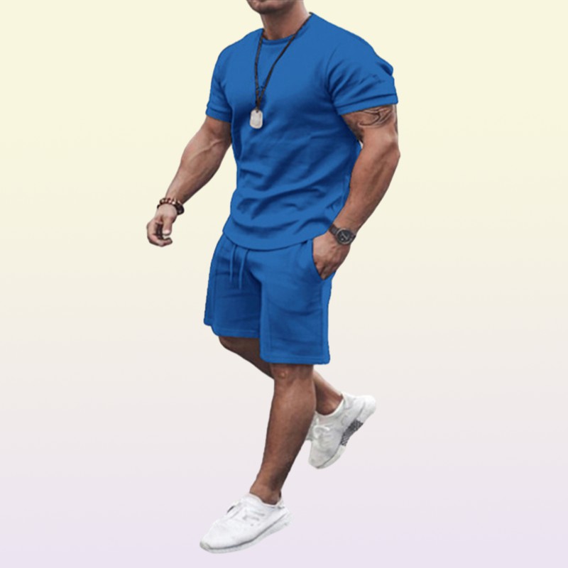 Ta To Men s Tracksuit 2 Piece Set Summer Solid Sport Hawaiian Suit Short Sleeve T Shirt and Shorts Casual Fashion Man Clothing 2205137520