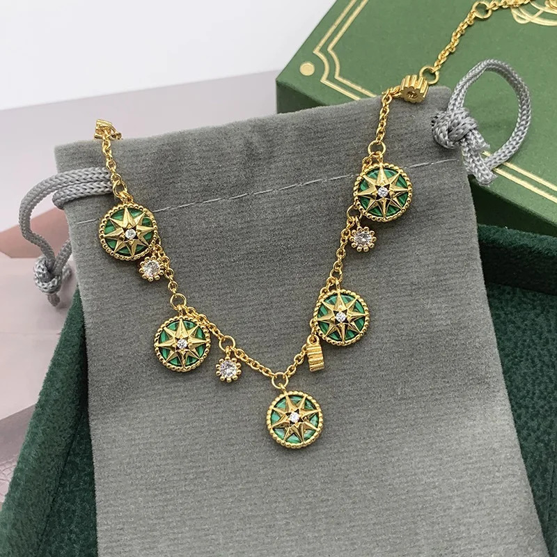 Korean Eight-pointed Five Stars Multi-compasses Braclet Female Fashion Ins Compass Bracelet Earrings Female Necklace 240115
