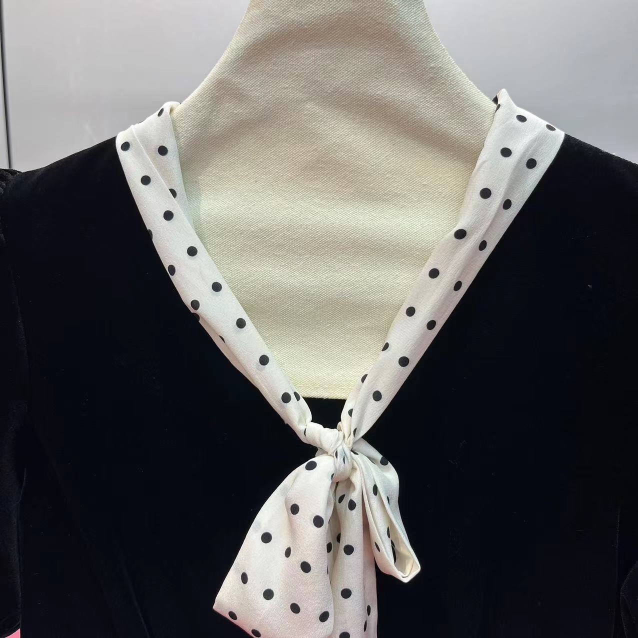 10061 L 2024 Runway Dress Spring Summer Dress Bandage Dress V Neck Short Sleeve Brand Same Style Womens Dress Fashion High Quality