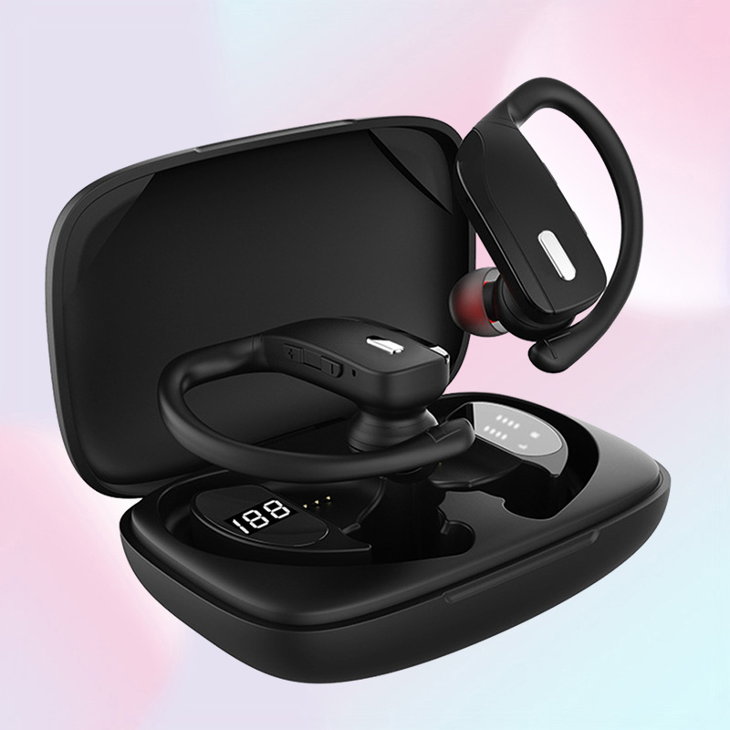 Wireless Earbuds Headphones Sport Earphones with LED Display TWS Stereo Deep Ear Buds with Earhooks Waterproof inEar Builtin Mic