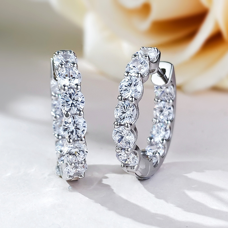 D Color Moissanite Clip Earrings: 2.6ct Sterg Sier Hoops | 2024 Wedding Party Jewelry Gift 591c
