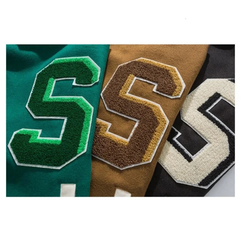 American Loose Embroidered Baseball Jackets Trend Letter S Standup Collar Men Clothing Retro Love Pattern Winter Jacket for 240116