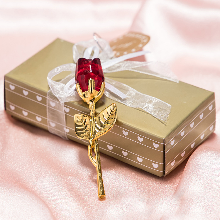Wedding Favors Party Romantic Gifts Crystal Rose With Box Baby Shower Souvenir Ornaments For Guest