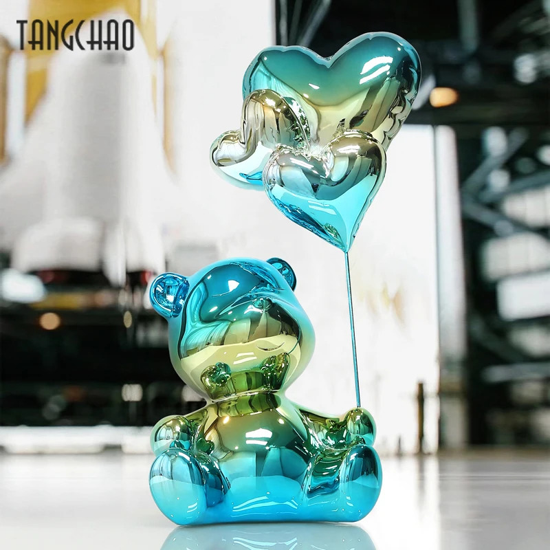 Home Decor Love Bear Figurine Nordic Modern Resin Animal Figurines For Interior Sculpture Statue Living Room Decoration 240116