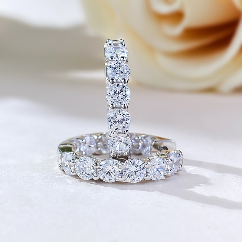 D Color Moissanite Clip Earrings: 2.6ct Sterg Sier Hoops | 2024 Wedding Party Jewelry Gift 591c