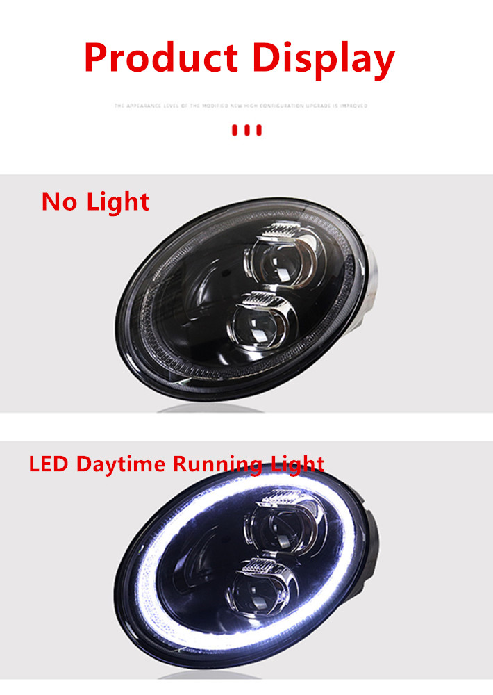 Head Light for VW Beetle LED Daytime Running Headlight 2006-2012 Turn Signal High Beam Lamp Projector Lens