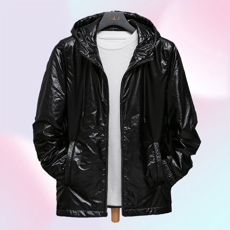 Shiny Silver Metallic Jacket Men Party Dance Night Club Mens Hip Hop Coats Slim Hooded Streetwear Jaqueta Masculina3988480