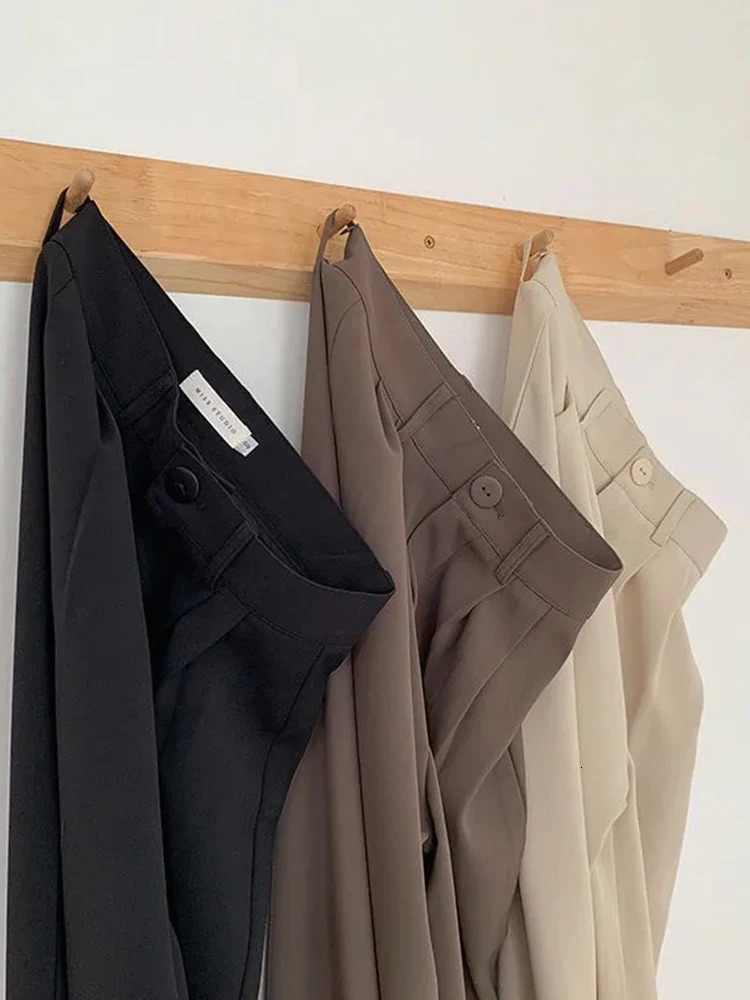 JMPRS High Waist Women Suit Pants Fall Straight Office Ladies Korean Fashion Trousers Casual Button Loose Female Black 240115