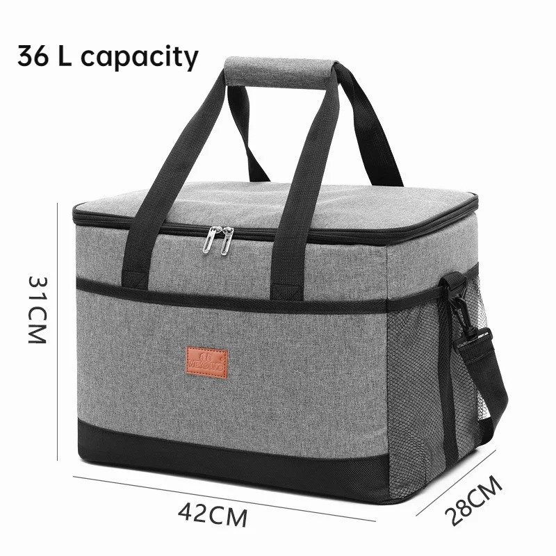 36L Large Insulated Cooler Bag Food Drink Thermal Picnic Lunch Bag Leakproof Cooling Box Camping BBQ Family Outdoor Activities 240116