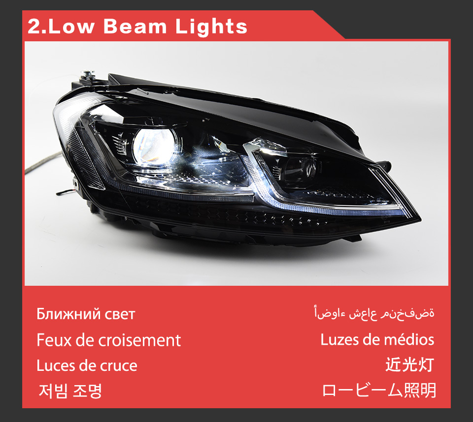 Car Turn Signal Headlight for VW Golf 7 LED Head Light 2013-2017 MK7 Daytime Running High Beam Lamp Lens