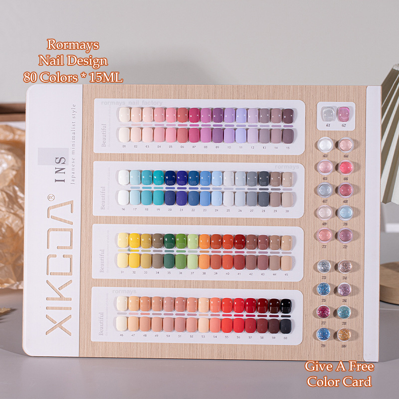 Rormays Gel Polishing 80 Color Suit Fashionable Popular Rainbow Color Shiny Durable Mixed Varnish gel UV LED Immersion Primer Finish Nail Factory Whol