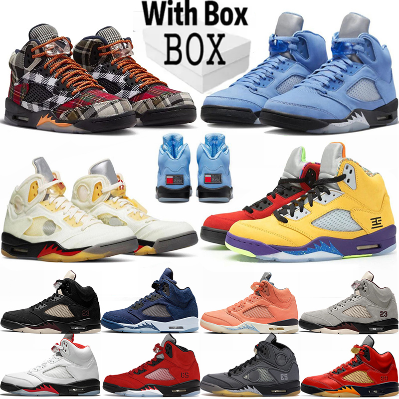 with box jumpman 5s Basketball Shoes women mens grape Plaid 5 top black metallic Midnight Navy unc men fire red pinksicle bluebird Sneakers Trainers 36-47