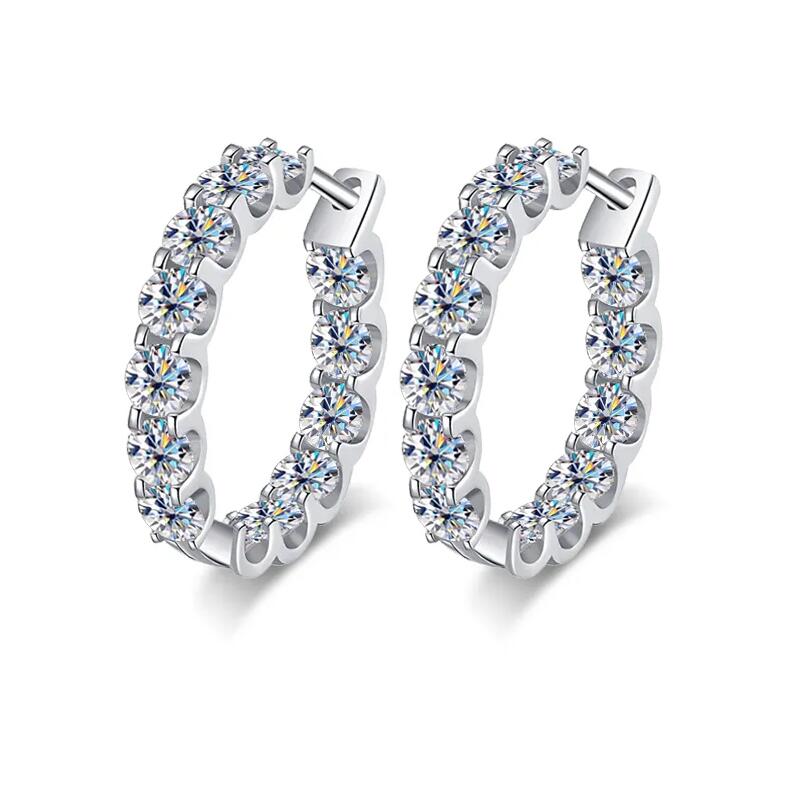 D Color Moissanite Clip Earrings: 2.6ct Sterg Sier Hoops | 2024 Wedding Party Jewelry Gift 591c