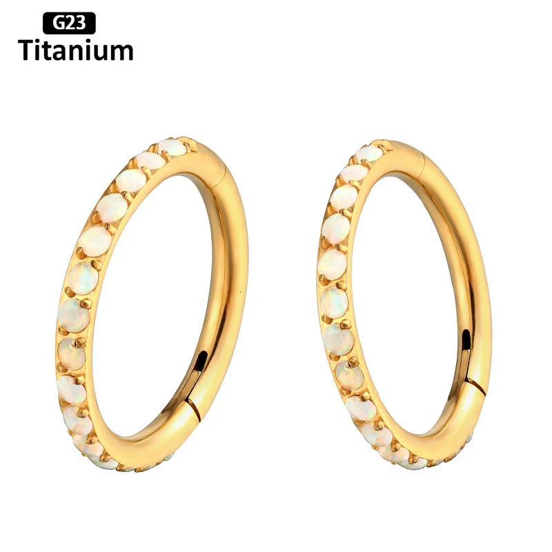 16G Implant Grade ATSM 36 Piercing Opal Septum Piercing Ring Clicker Earrings Nose Rings Piercing Body Jewelry For G23 240117