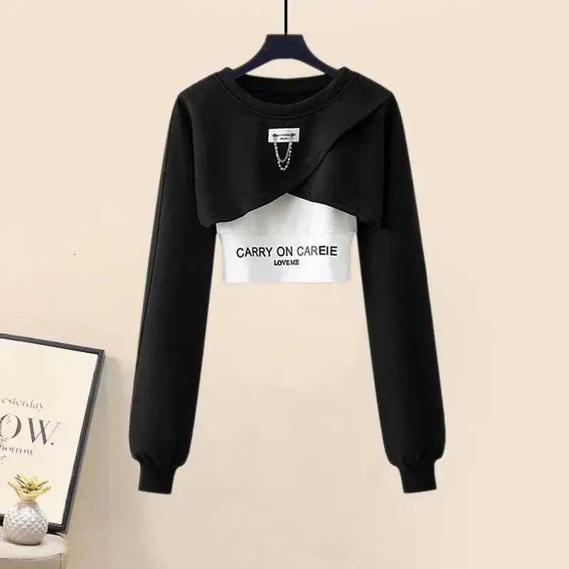 Women's 2024 Spring Casual Tracksuit Matching Set Korean Elegant Short Long Sleeve SweaterVestSport Pants Three Piece Suit 240116