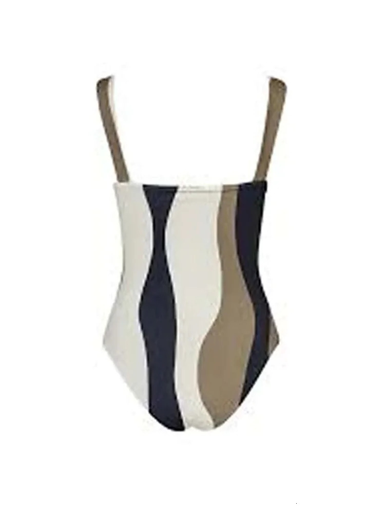 Vintage Slim Asymmetric Striped Bikini Sets Swimsuit with Contrast Cover Up 2 Pack Swimwear Beach Bathing Suit 240116