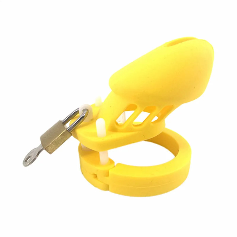 Yellow Silicone Chastity Device CB6000S CB6000 Male Cock Cage Penis Sleeve Ring with 5 Sex Product G727 240117