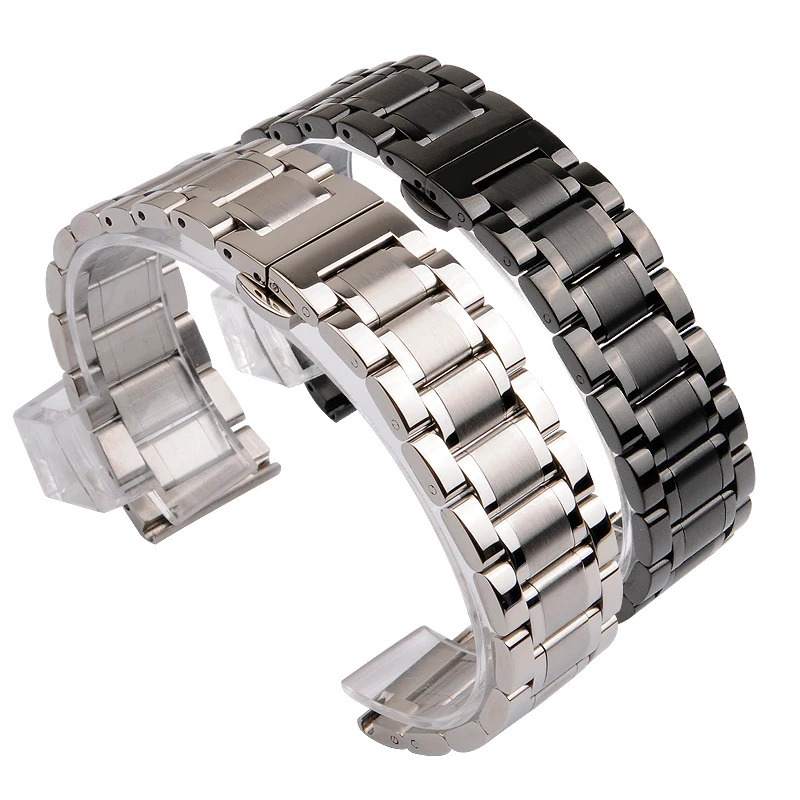 14mm 18mm 19mm 20mm 22mm 24mm 316L Stainless Steel Watch Strap Mens Womens Wrist Metal Wracelets Golden Rose Gold Black 240116