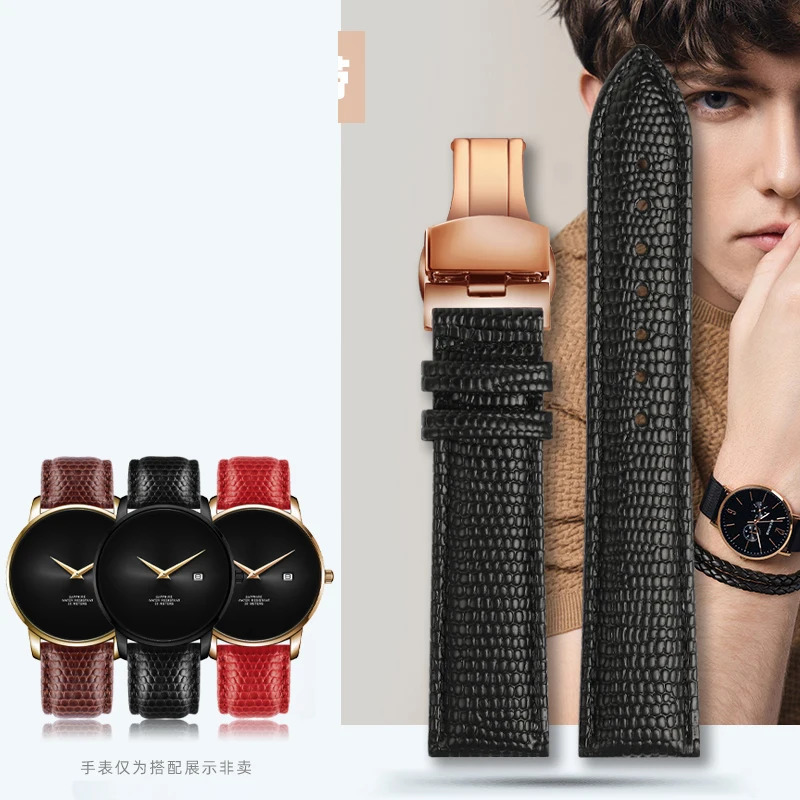 16mm 18mm 20mm 22mm Black Brown Red Top Grade Lizard pattern Men and women Genuine Leather Watch BAND Strap Free Delivery 240116