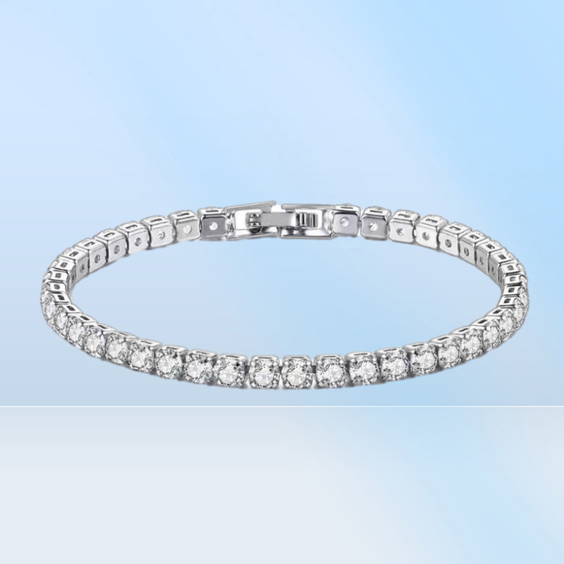 Link Bracelets Real Moissanite Tennis Bracelet For Women S925 Sterling Silver 4mm Diamonds Bangles Chains Fine Jewelry