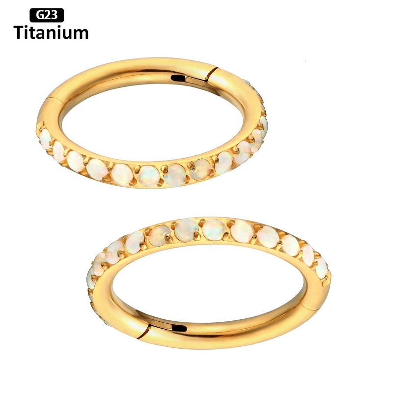 16G Implant Grade ATSM 36 Piercing Opal Septum Piercing Ring Clicker Earrings Nose Rings Piercing Body Jewelry For G23 240117