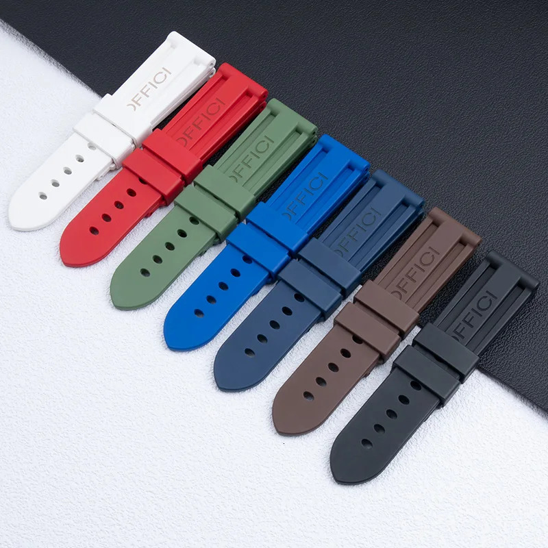 2224mm HighQuality Soft FKM Fluororubber Rubber Watchband Fit For PAM441111 Series With Tang Buckle Strap 240116