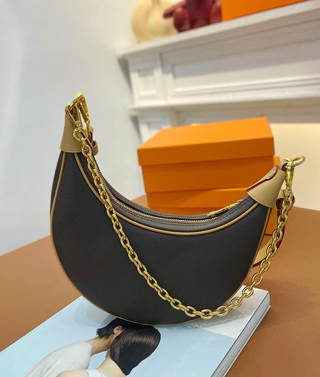 High quality luxury designer bag half month shoulder bag luxurys handbag women crossbody bag leather classic hobo messenger shopping bag purse chain tote bag 81098