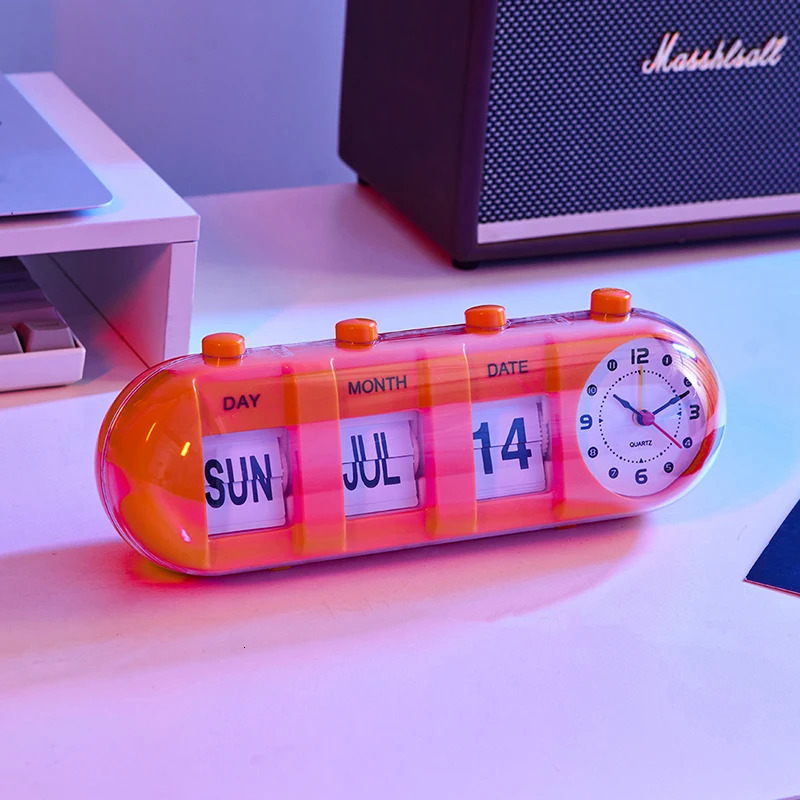 Modern Style Flip Calendar Clock Plastic Count Down Crafts Simple Bedroom Bedside Table Decoration Home Decor Desk Accessories 240116