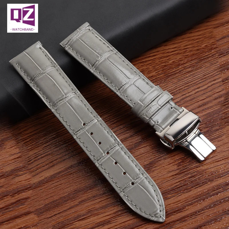 Grey Genuine Leather watchband 16mm 18mm 20mm 22mm 21mm cow leather watch strap gray color bracelet soft wristwatches band belts 240116