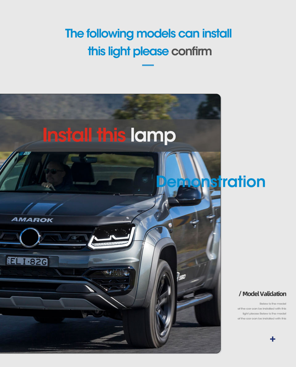 LED Daytime Running Head Light for VW Amarok Car Headlight 2008-2020 Turn Signal High Beam Lamp Lens