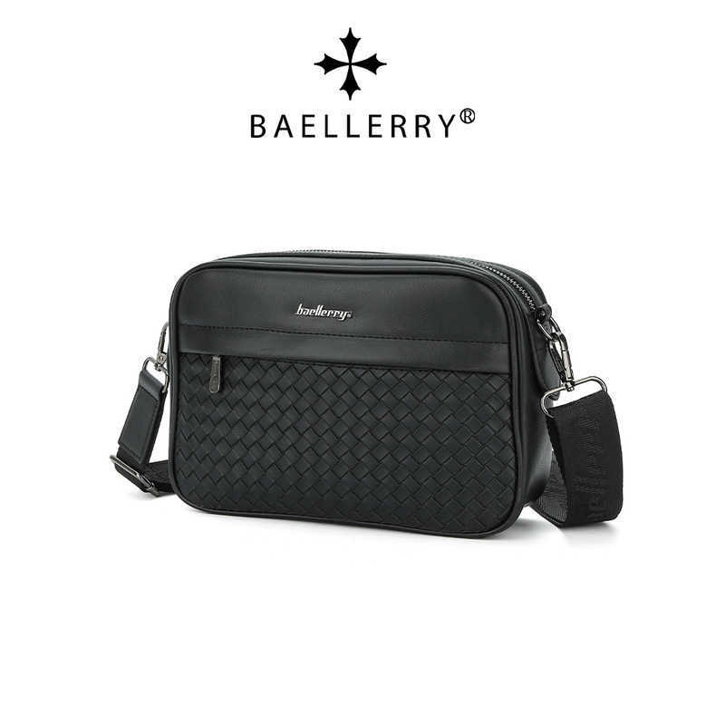 Fashion Men's Bags Business Woven Pattern Shoulder Crossbody Bag Shoulder Backpack 020724a