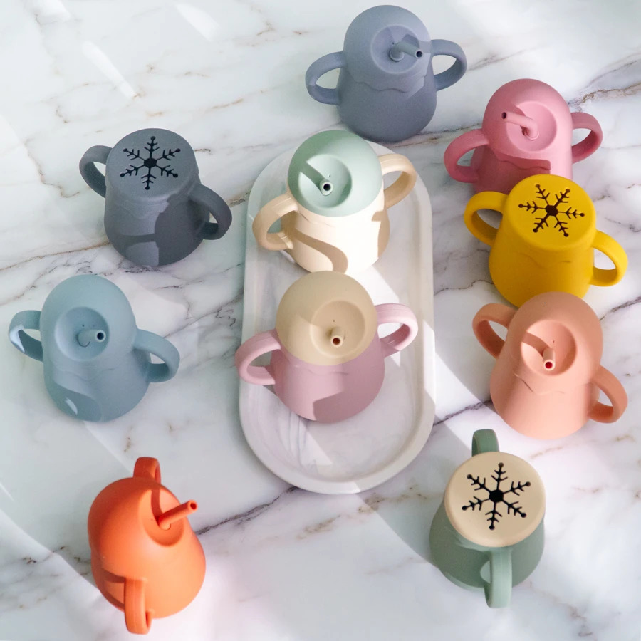 Baby Feeding Drinkware Straw Cup Snack Kids Learning Bottle Leakproof Silicone Tableware Toddler Water 240117