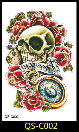 Makeup tattoo stickers Geisha with mechanical arms, flower dan carp skull, personalized arm