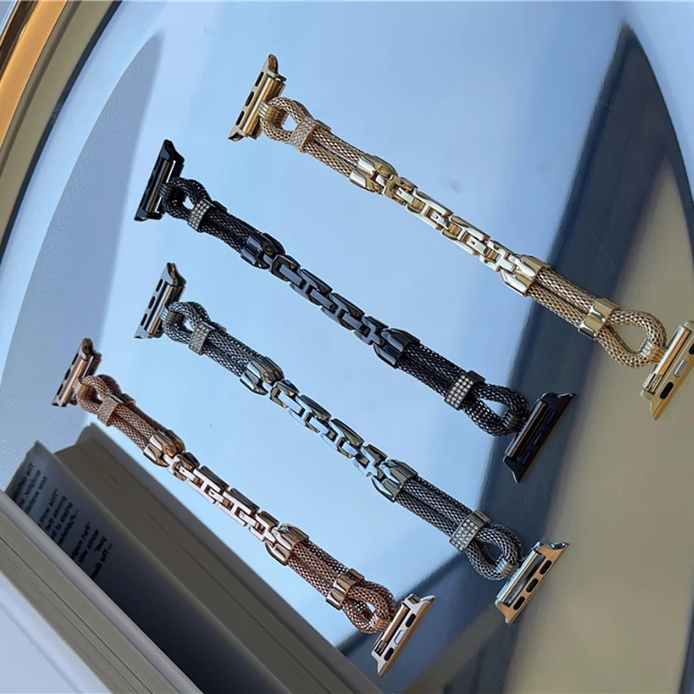 Fashion diamond Bracelet Stainless Steel band for apple watch S10 46mm series Ultra 49mm 2 42mm 38mm Lady strap iwatch 9 8 7 6 SE 5 4 40mm 44mm 41mm 4