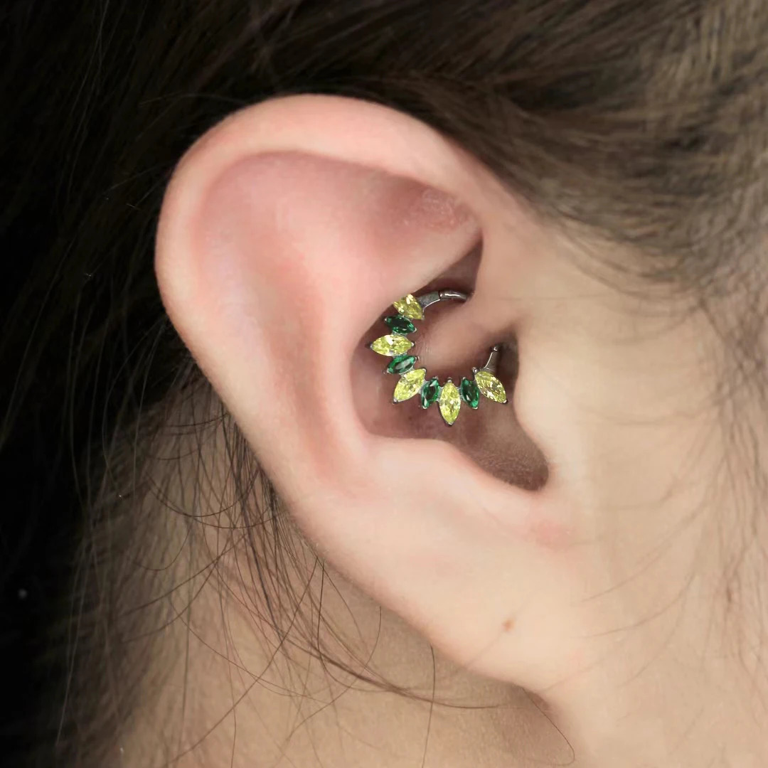 Astm 36 Hinged Segment Hoop Rings Pride Colorful Marquise CZ Nose Septum Earring Jewelry Piercing 240117