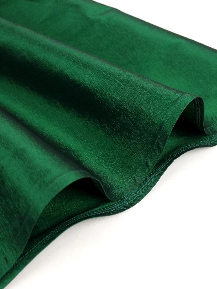 Puff Sleeve Ball Gown Dresses Plus Size Elegant Ladies High Waist Pleated Dark Green Ruffles Shiny Midi Evening Party Outfits 240116