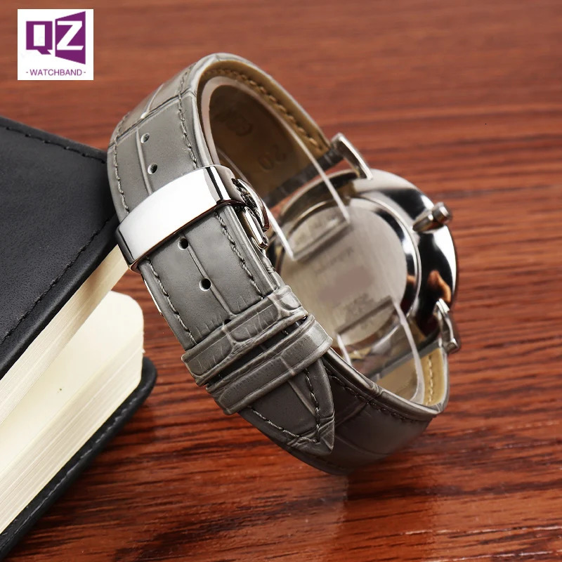 Grey Genuine Leather watchband 16mm 18mm 20mm 22mm 21mm cow leather watch strap gray color bracelet soft wristwatches band belts 240116