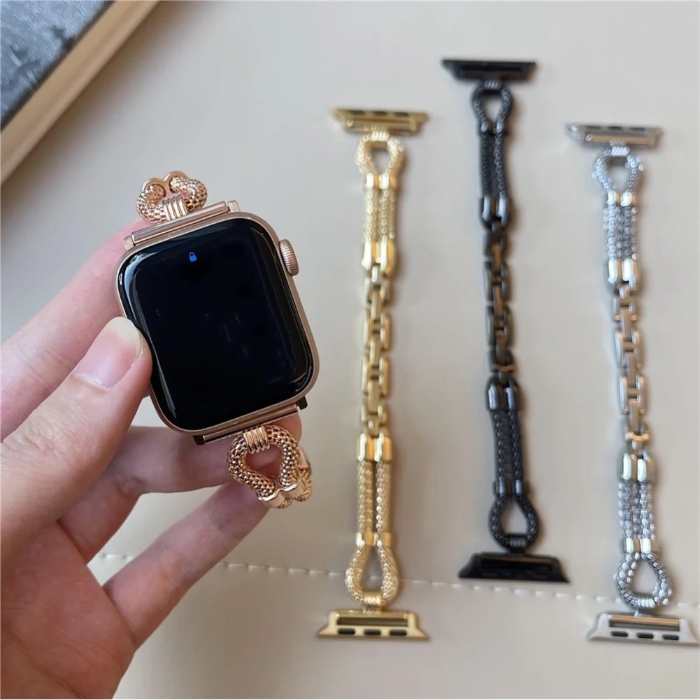Fashion diamond Bracelet Stainless Steel band for apple watch S10 46mm series Ultra 49mm 2 42mm 38mm Lady strap iwatch 9 8 7 6 SE 5 4 40mm 44mm 41mm 4