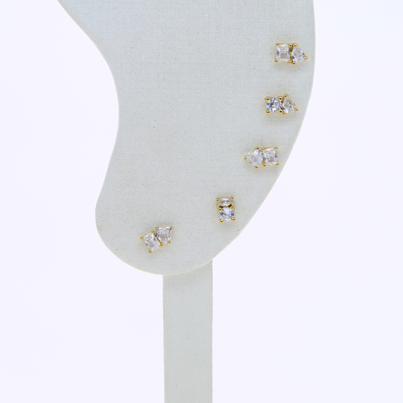 Sterg Sier Zircon Stud Earrings: Heart/Waterdrop/Elliptic, Gift for Her