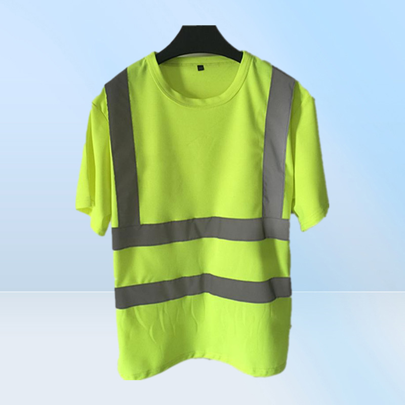 Men039s TShirts Reflective Safety Short Sleeve TShirt High Visibility Road Work Tee Top Hi Vis Workwear5293347