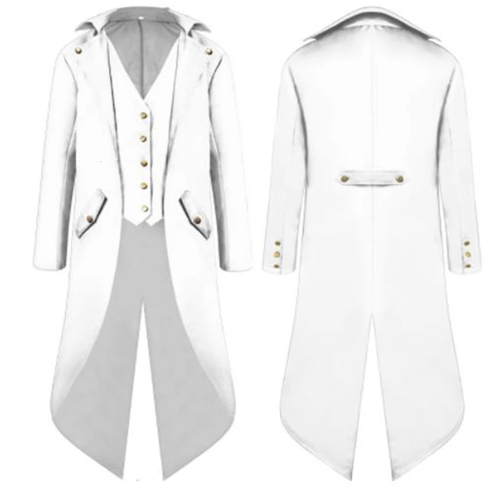 S-4xl Black Red Purple Green Mens Steampunk Gothic Jacket Victorian Tailcoat Vintage Halloween Costume Tuxedo Man Coat Uniform 240117