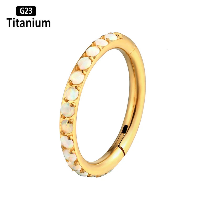16G Implant Grade ATSM 36 Piercing Opal Septum Piercing Ring Clicker Earrings Nose Rings Piercing Body Jewelry For G23 240117