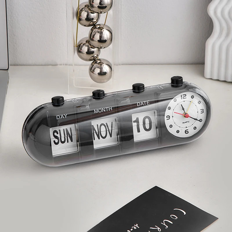 Modern Style Flip Calendar Clock Plastic Count Down Crafts Simple Bedroom Bedside Table Decoration Home Decor Desk Accessories 240116