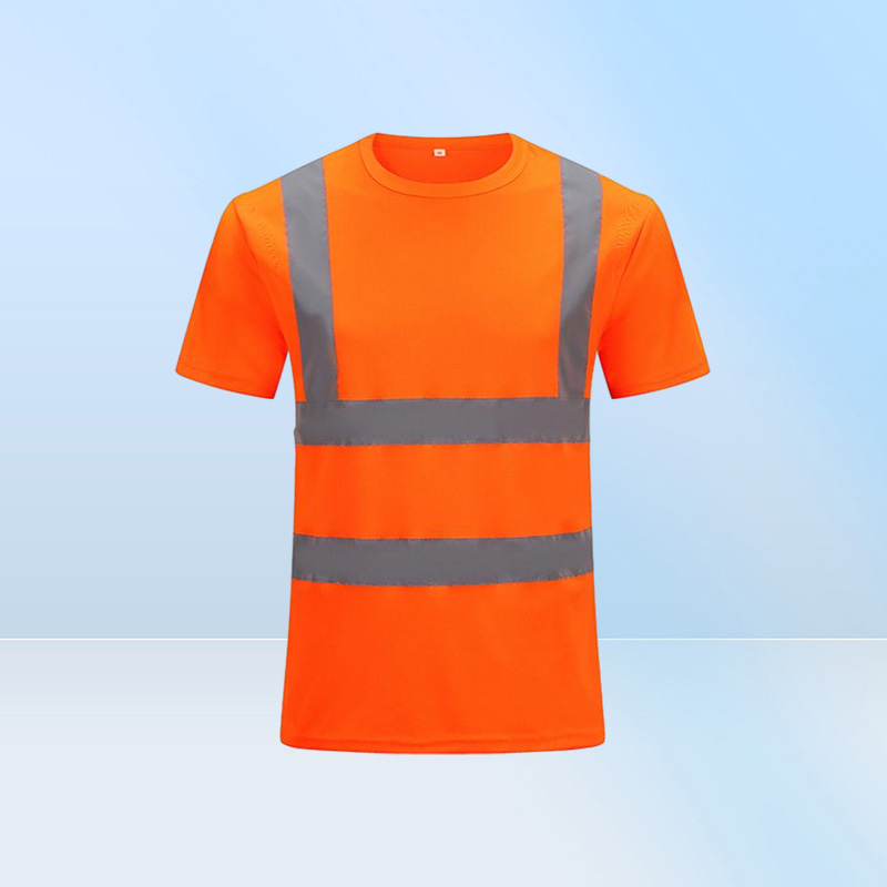 Men039s TShirts Reflective Safety Short Sleeve TShirt High Visibility Road Work Tee Top Hi Vis Workwear5293347