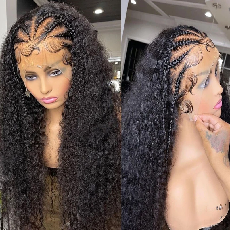 Free shipping Indian Deep Wave Frontal HD 360 Glueless Human Hair Wig Pre Cut Curly Lace Front Wigs Synthetic for Women